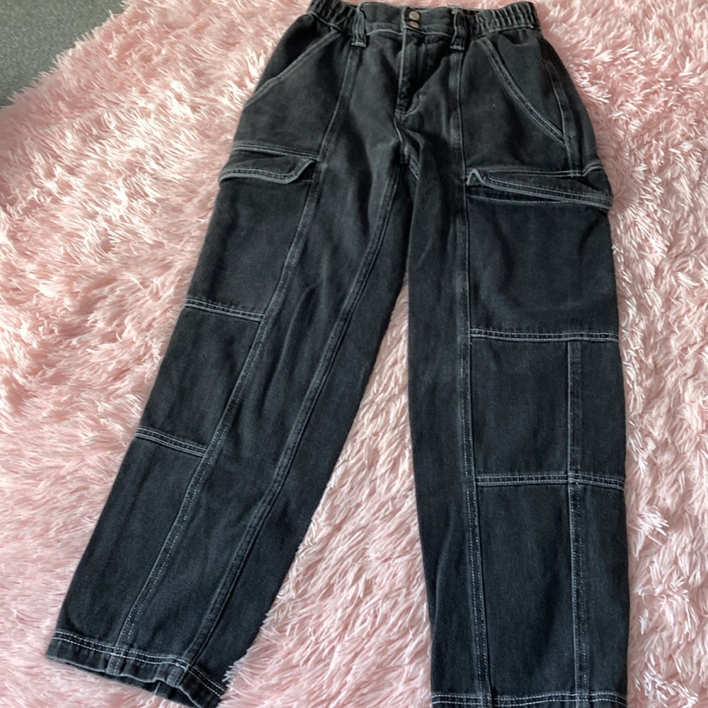 PacSun black denim cargo jeans - Picture 2 of 5
